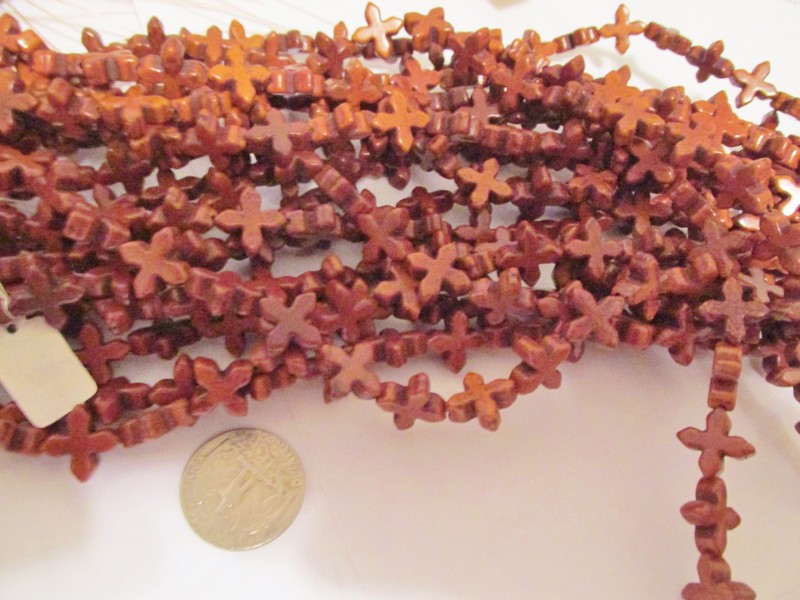 (image for) Brown cross rosette beads #TU-1398-14